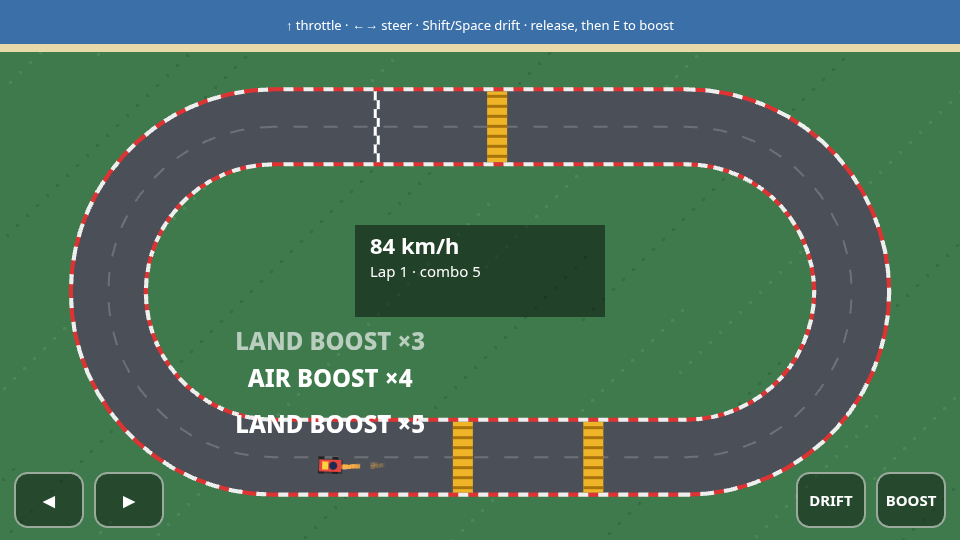 Kart Drift Boost (tiers, windows, ramps)