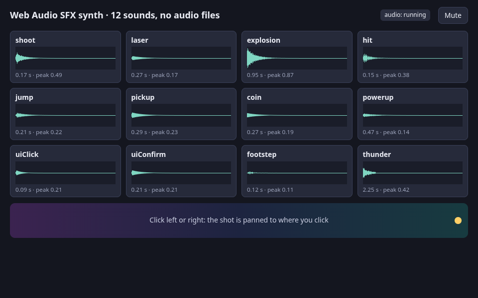 Web Audio SFX Synth (no audio files)